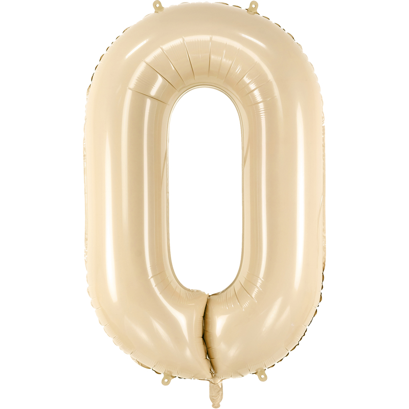 Partydeco Folienballon Zahl 0, beige