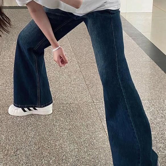 Girliepairs - High Waist Washed Flared Jeans