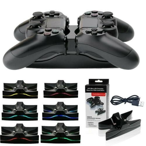 Sony PlayStation PS4 Controller Dual Ladestation Docking Halterung mit LED-Beleuchtung - Schwarz
