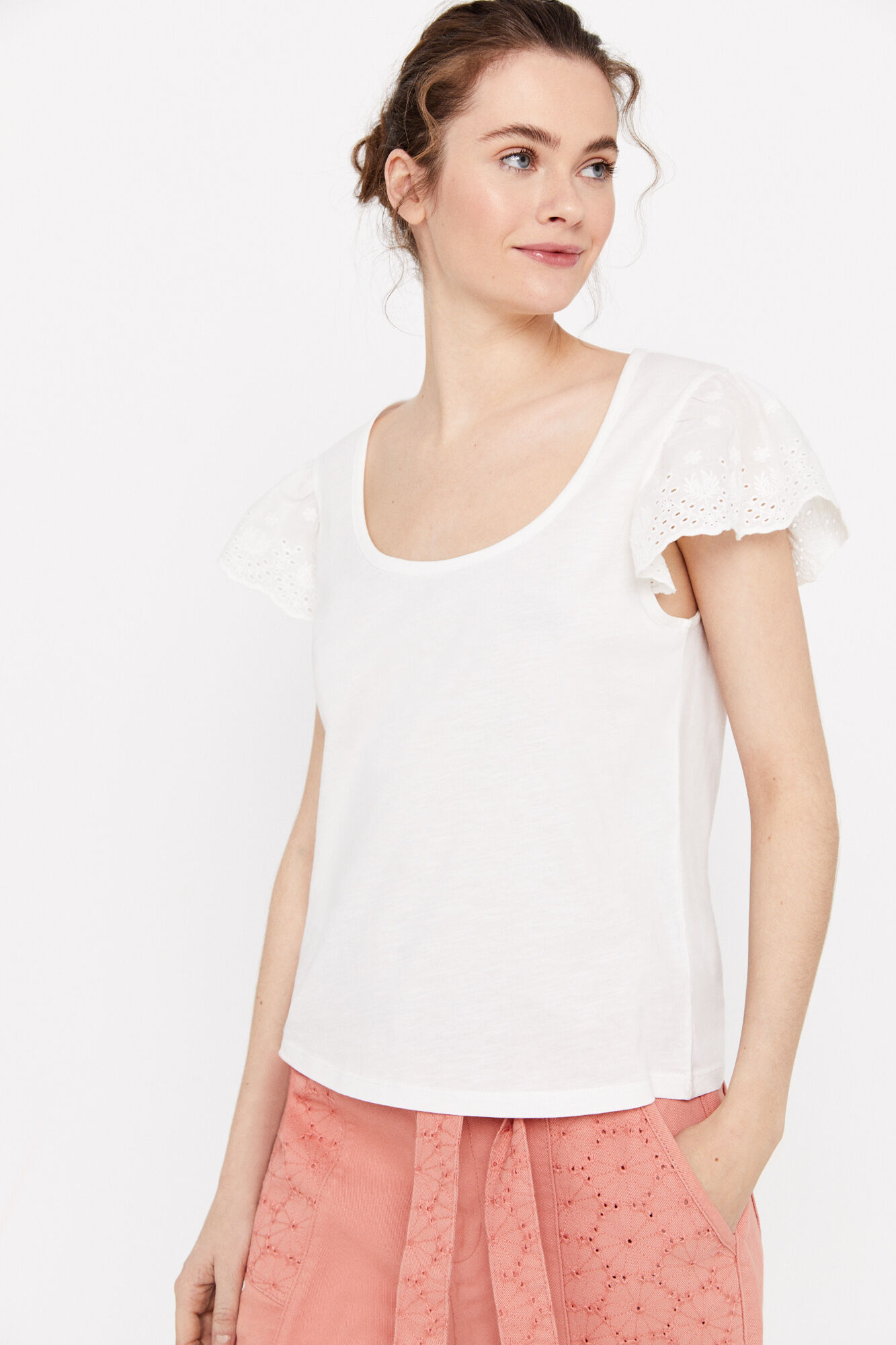 Camiseta de mangas combinadas - Branca