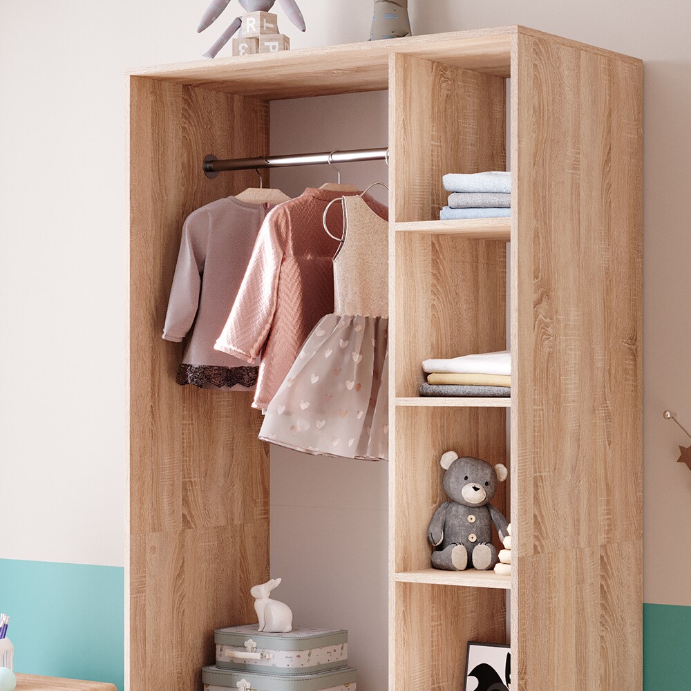 Vicco Kinderkleiderschrank Elmo Eiche 100 x 200 cm mit 2 Schubladen