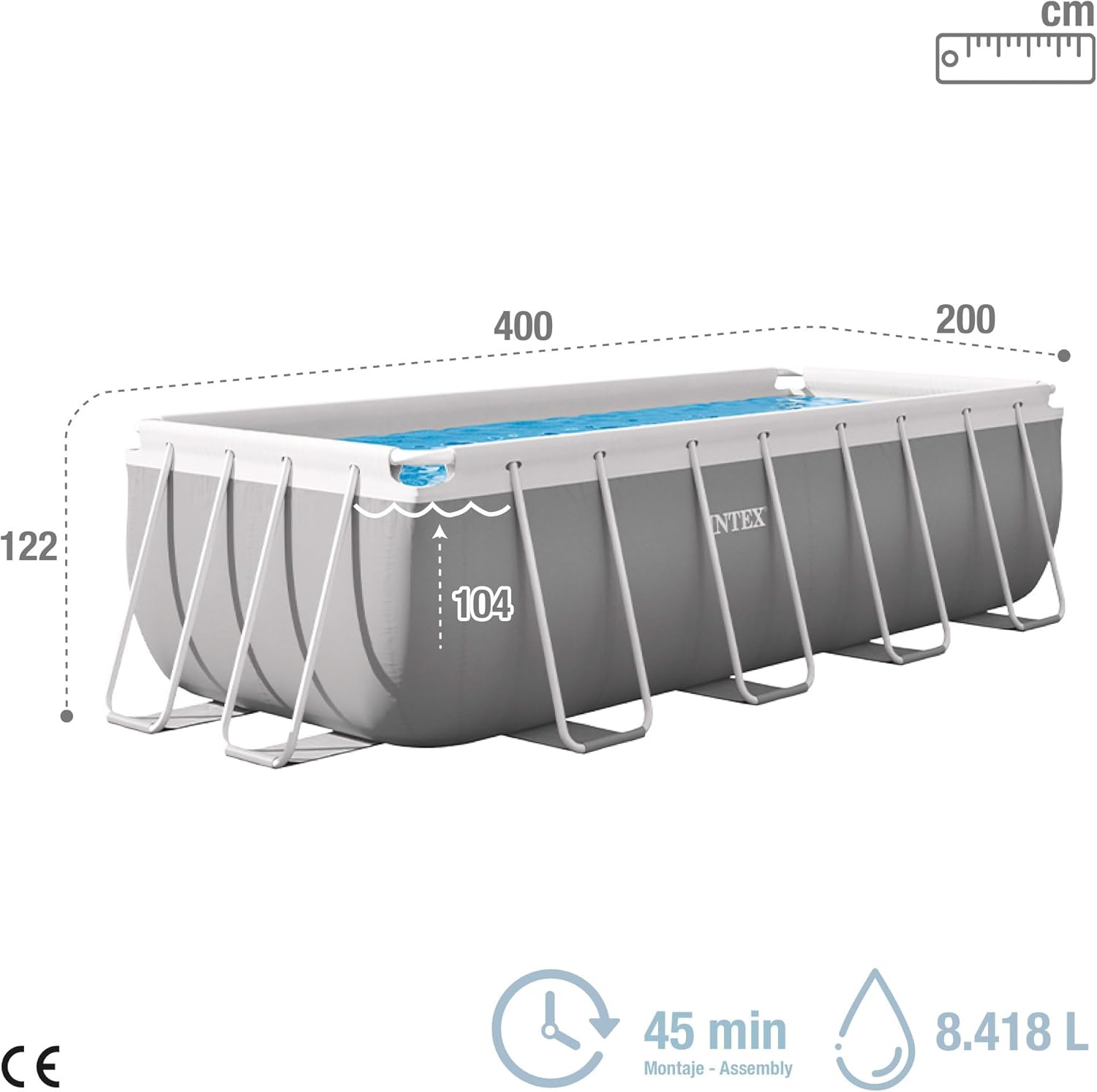 Intex 4M X 2M X 1.22M Prism Frame Rectangular Pool Set