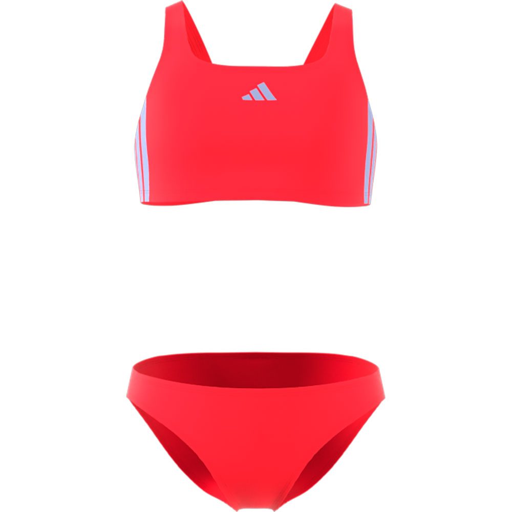 adidas 3-Streifen V-Back Bikini Kinder semi lucid red