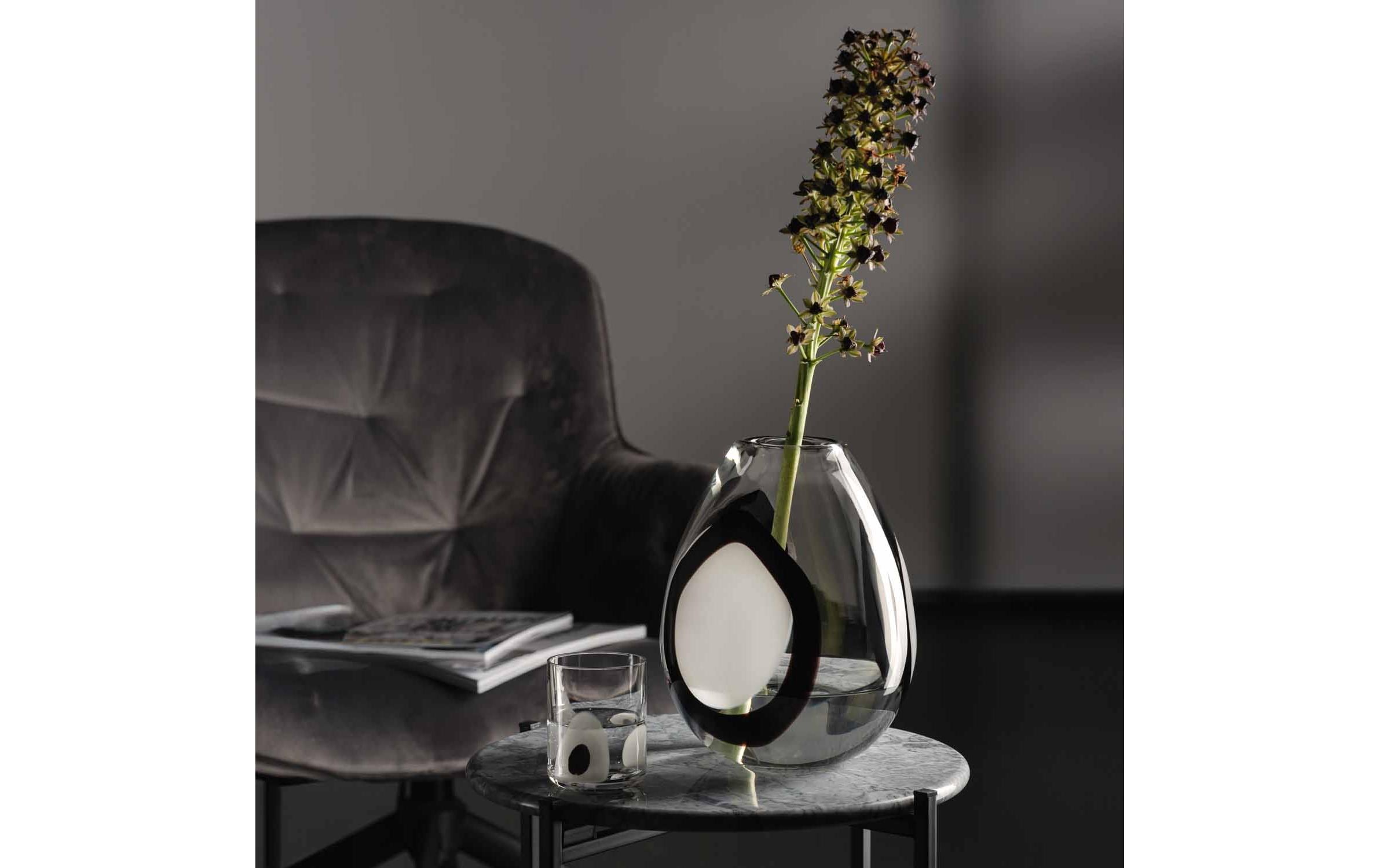 Vase Occhi Bianchi 26 cm, Schwarz/Transparent/Weiss<br>Glasvase