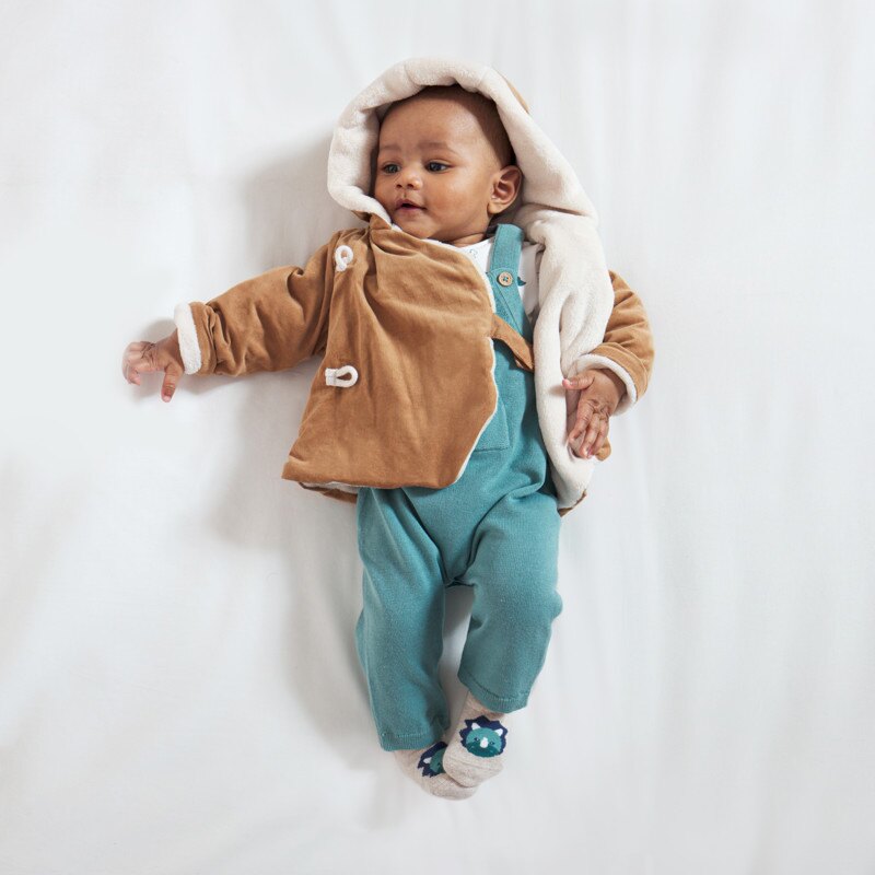 Veste chaude velours doublure sherpa marron naissance Marron