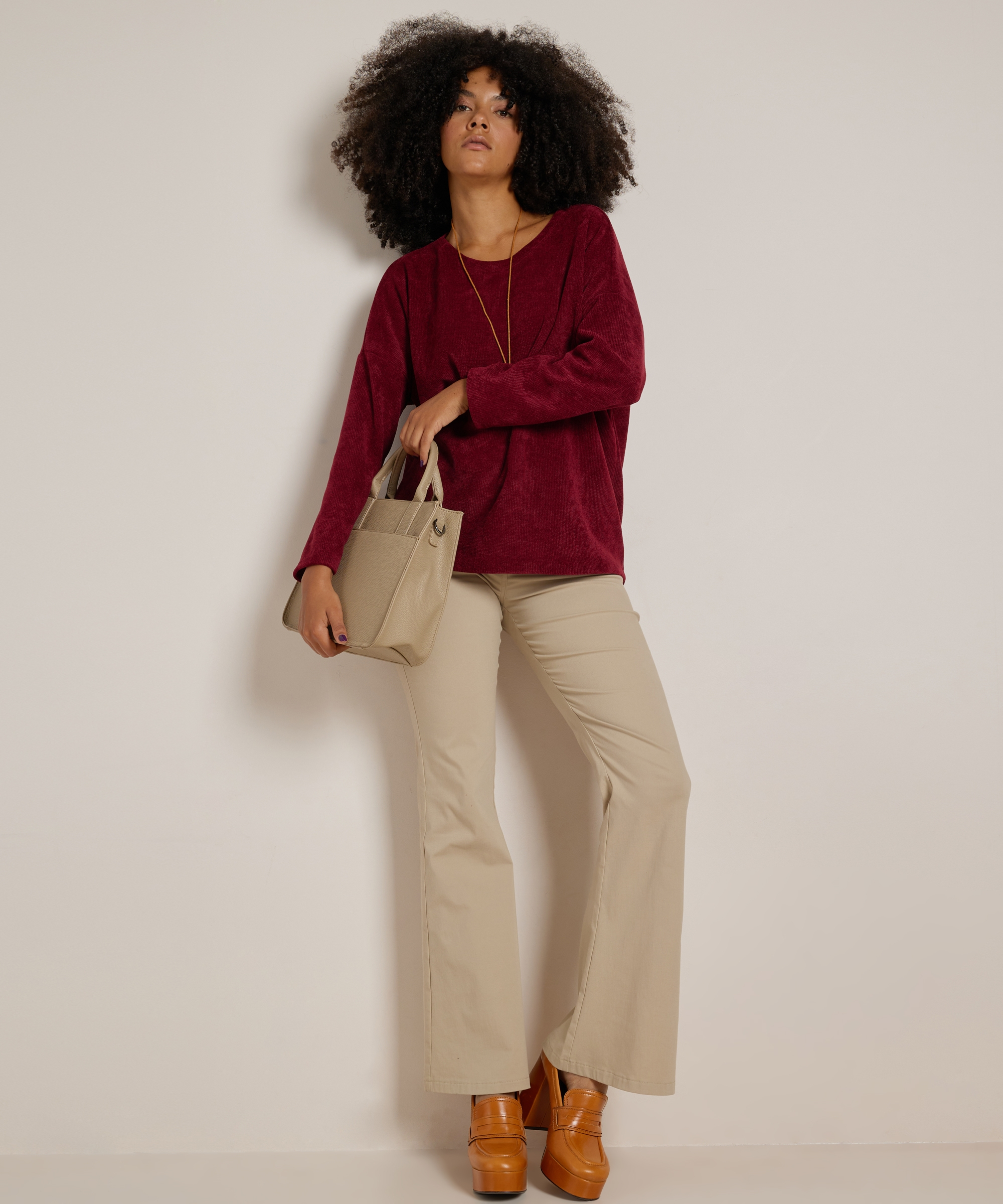 rib velvet top met ketting