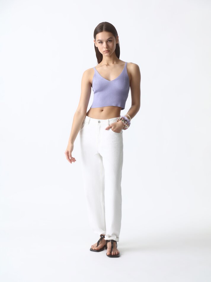 Top cropped de tricô - Lavanda