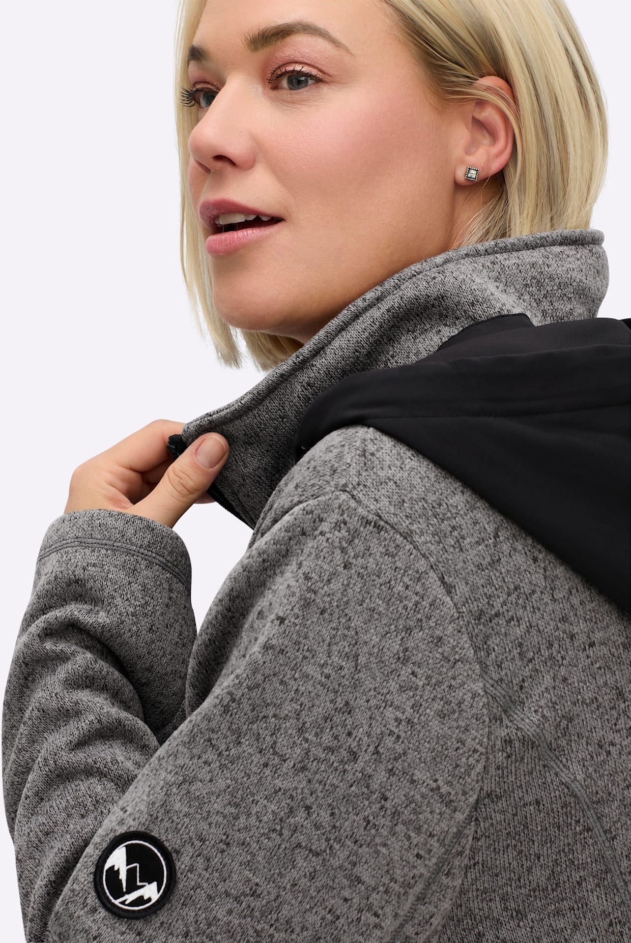 Sheego Strickfleecejacke mit Kapuze