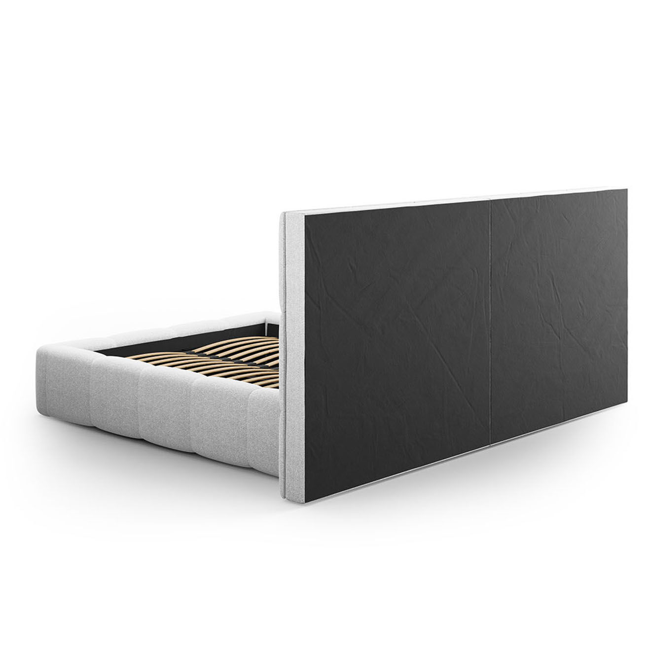 Maison Héritage Lit avec coffre de rangement Isa gris clair froid - 230x300x125 cm