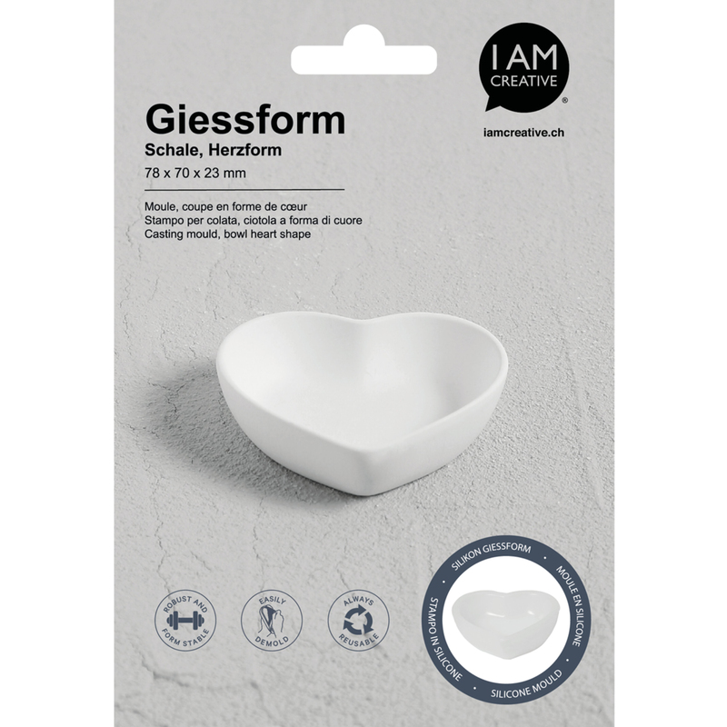 I AM CREATIVE Silikon Giessform Schale Herzform, transparent