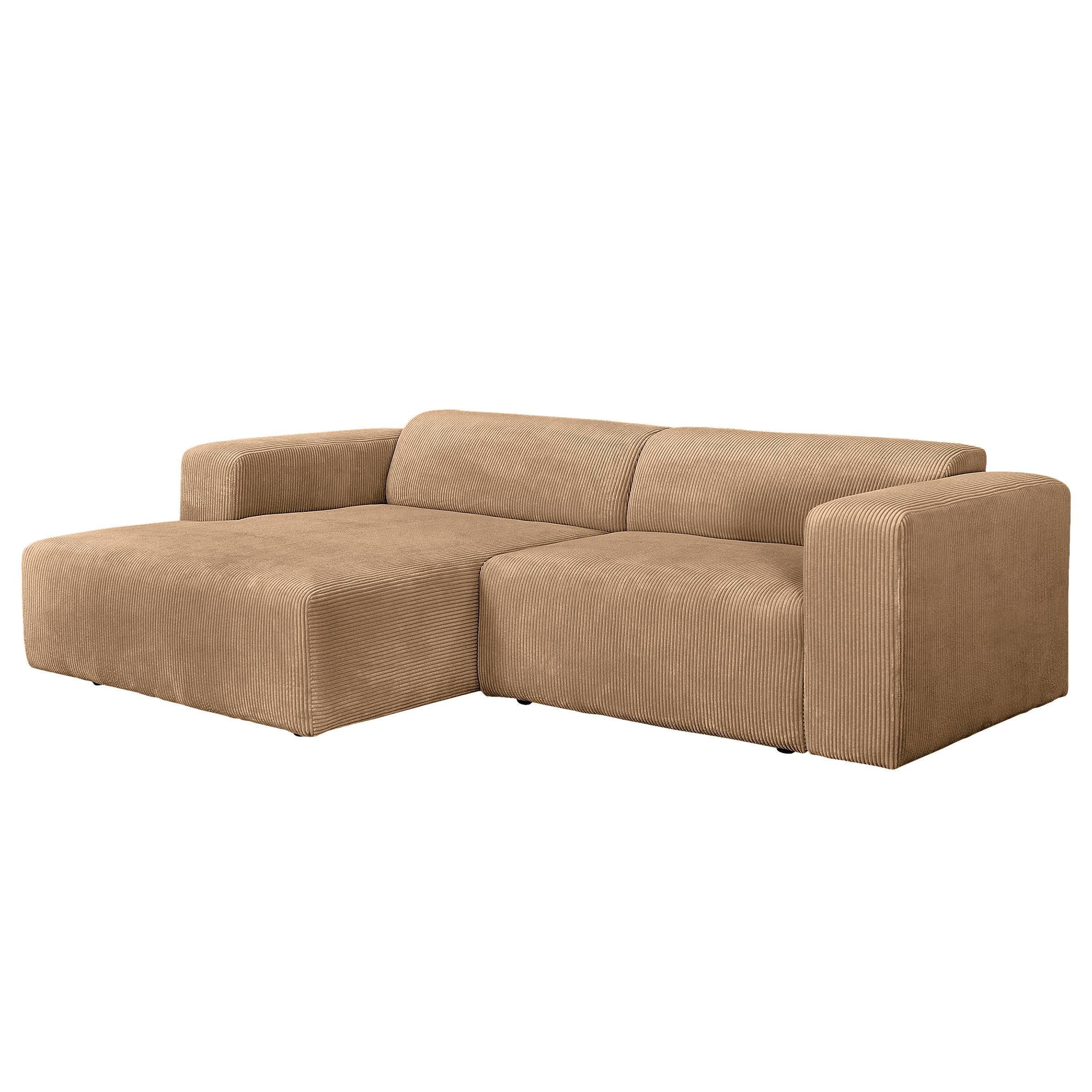 P & B Ecksofa Basma Textil 3-Sitzer L-Form Ottomane rechts