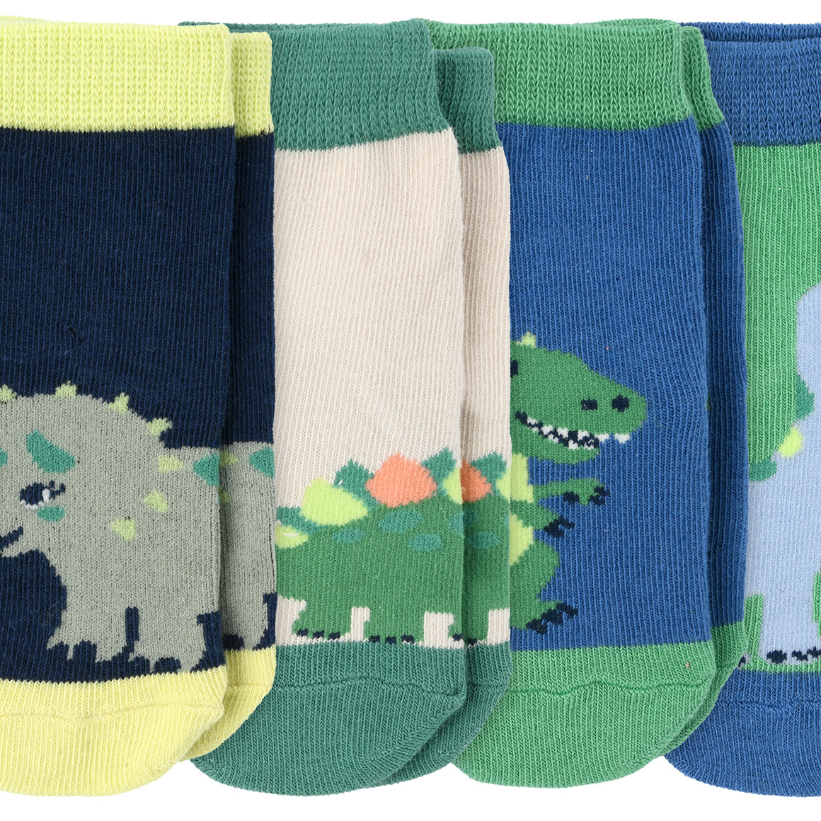 Topomini 5 Paar Baby Socken mit Dino-Motiven blau / grün / hellbeige
