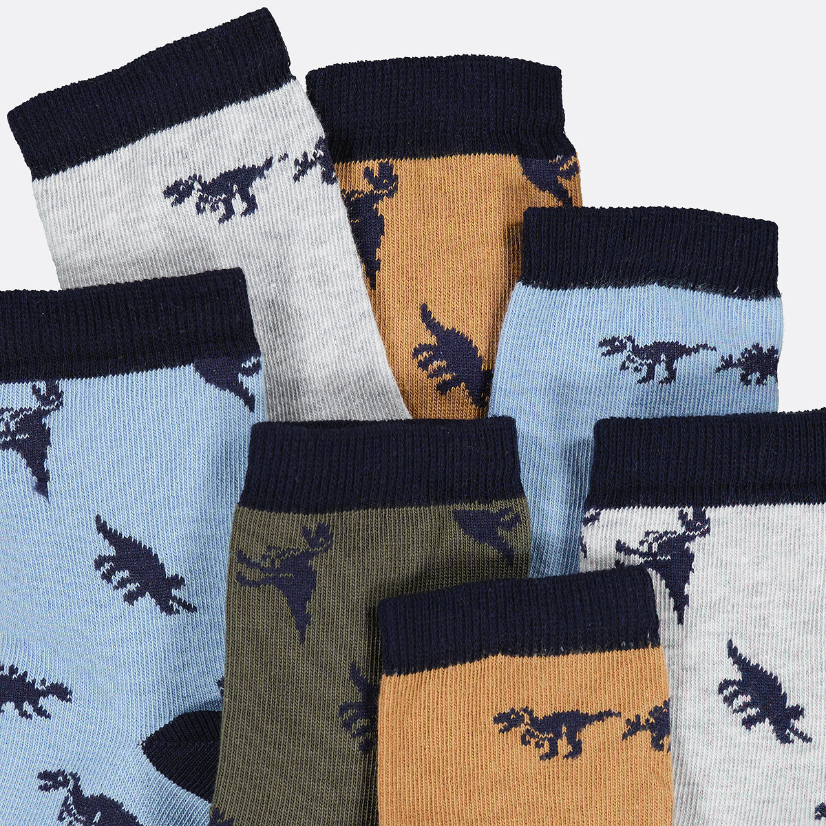 COLEÇÃO LA REDOUTE<br>Conjunto de 7 pares de meias com estampa de dinossauro
