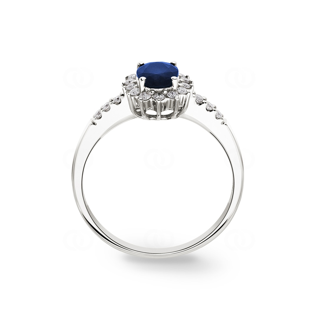 Entourage Ring 750/18 K Weissgold mit Saphir & Diamanten 0.19 ct H/si