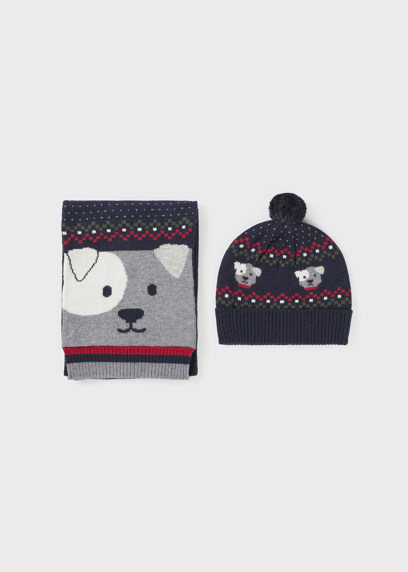 Conjunto de gorro e cachecol de tricô para bebê