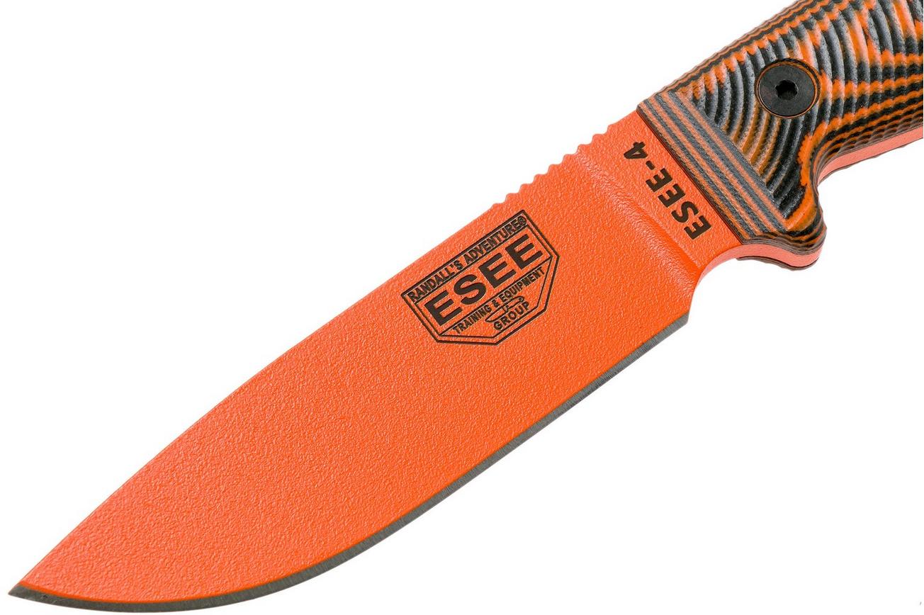 ESEE Model 4 Orange Blade 3D Orange-Black G10 survivalmes 4POR-006 zwarte schede   riemclip