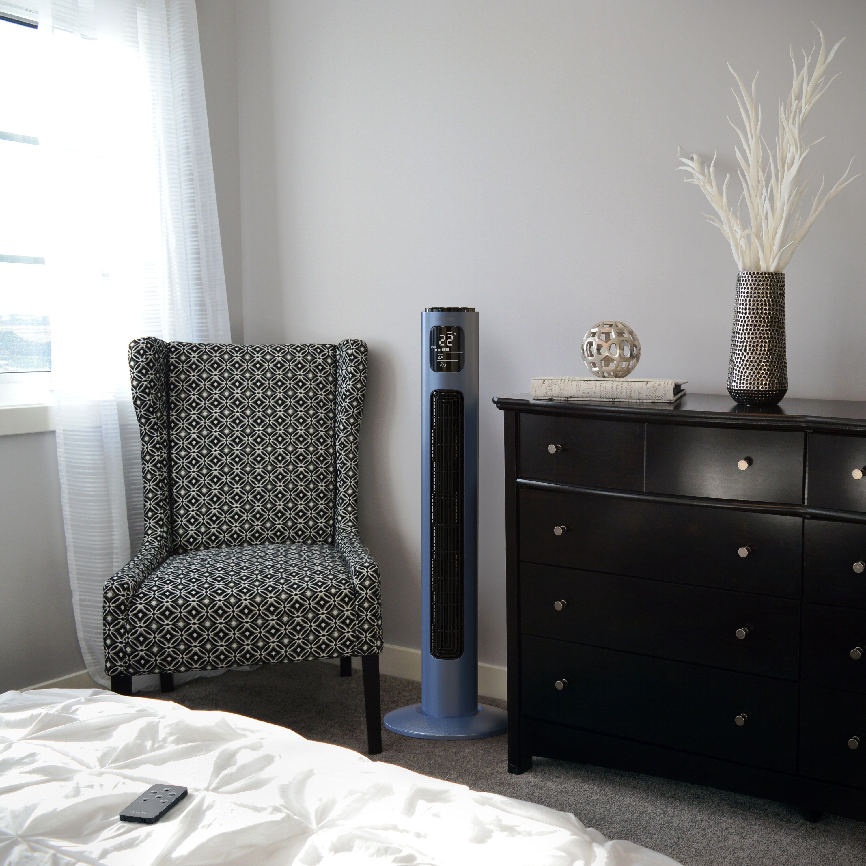 Brandson - Turmventilator mit Fernbedienung - Oszillation 60° - Standventilator - mobiler Lüfter - Tower Fan - 96 cm - 45W - Ventilator