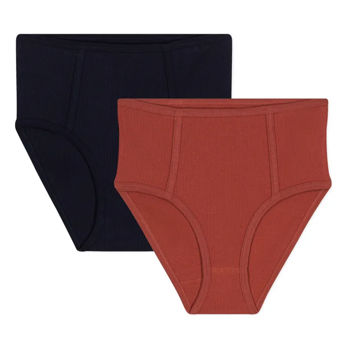 Petit Bateau Lot 2 Culottes Taille Haute - Collection Femme | Bleu marine