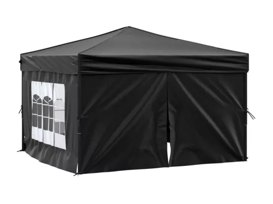 Tente de réception pliable avec parois Noir 3x3 m