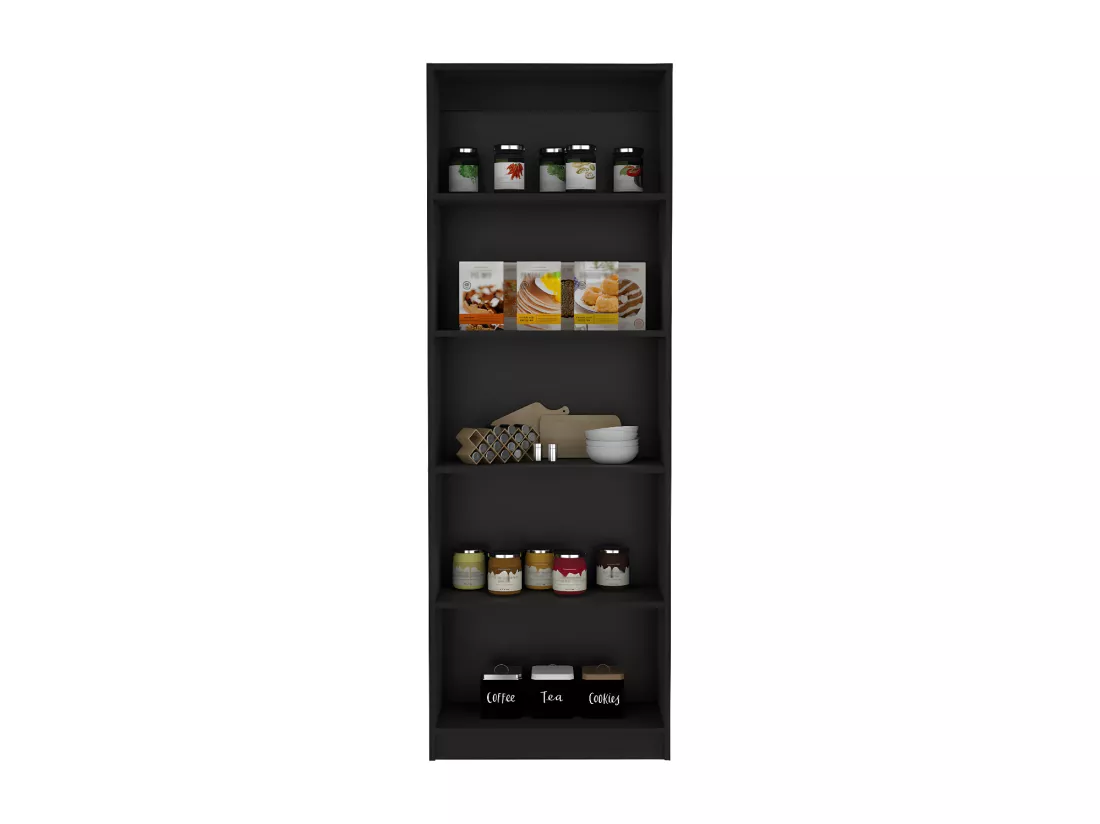 Home Straight Bibliothèque en mélamine avec 5 étagères, 180.59 cm X 62.73 cm X 29.71 cm , Noir