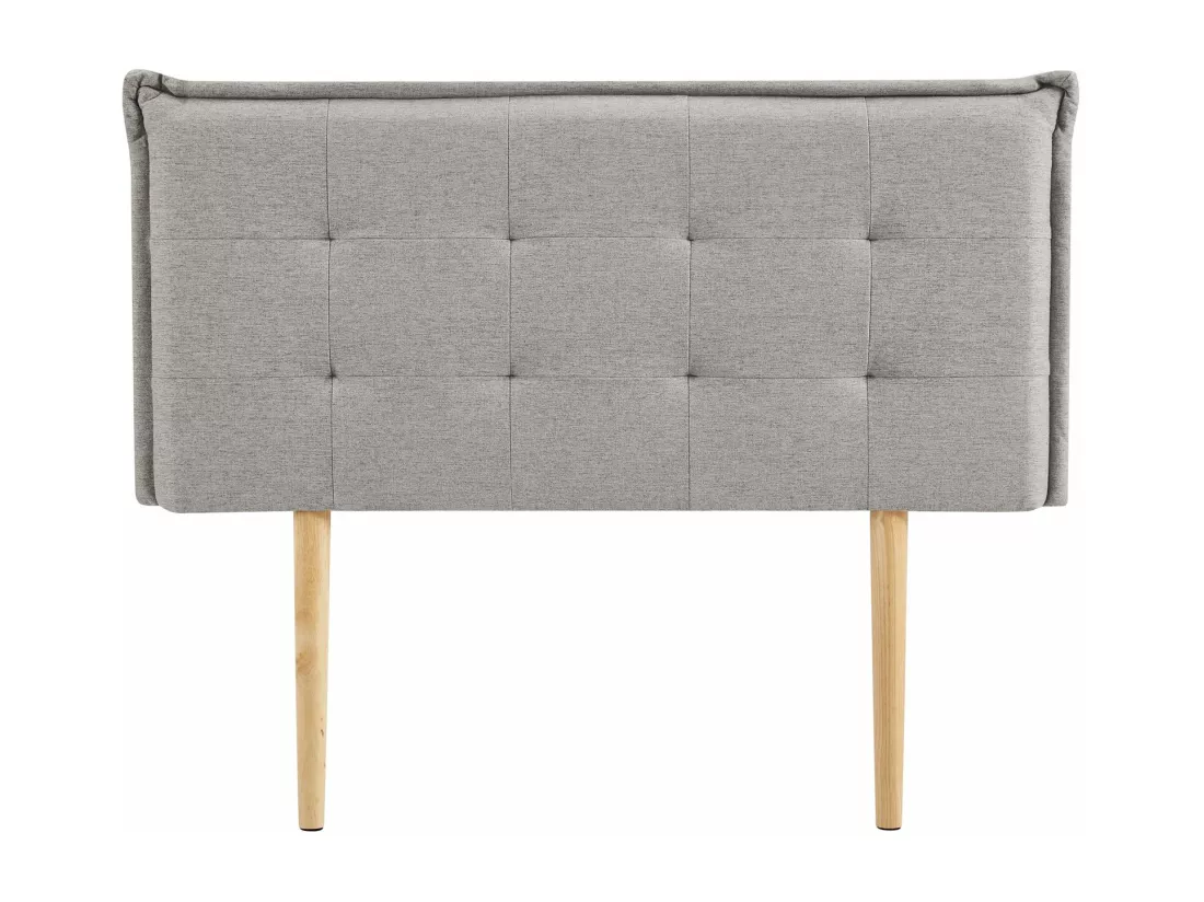 Tête de lit EBEYA 120 capitonnée, En tissu rembourré, Pieds en bois, Design élégant, Pour lits 120 cm, Gris