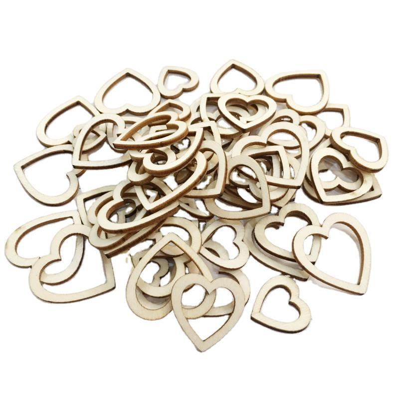 (100er Set) 25mm Deko Holz Herzen Tischdekoration Hochzeit / Party / Geburtstag - Braun