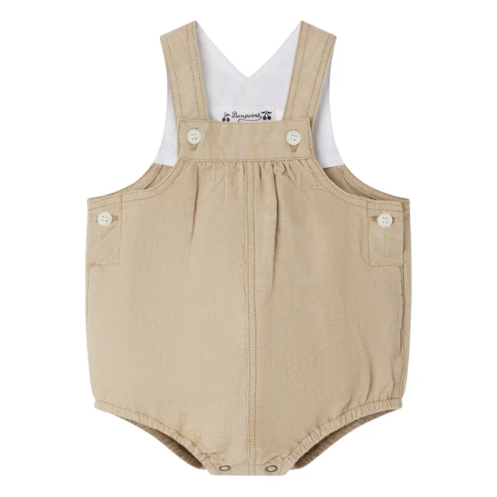 Bonpoint Barboteuse à Bretelles Chambray Ever | Vert kaki clair