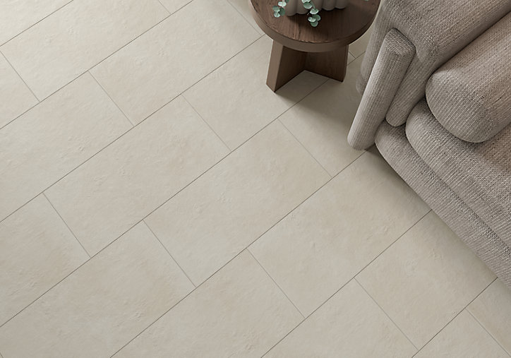 Carrelage sol et mur grès cérame effet pierre blanc cassé mat 30 x 60 cm Chalky GoodHome