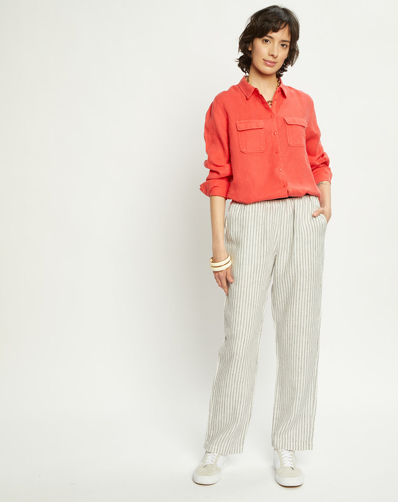 Harris Wilson Chemise 100% Lin Lilas fraise