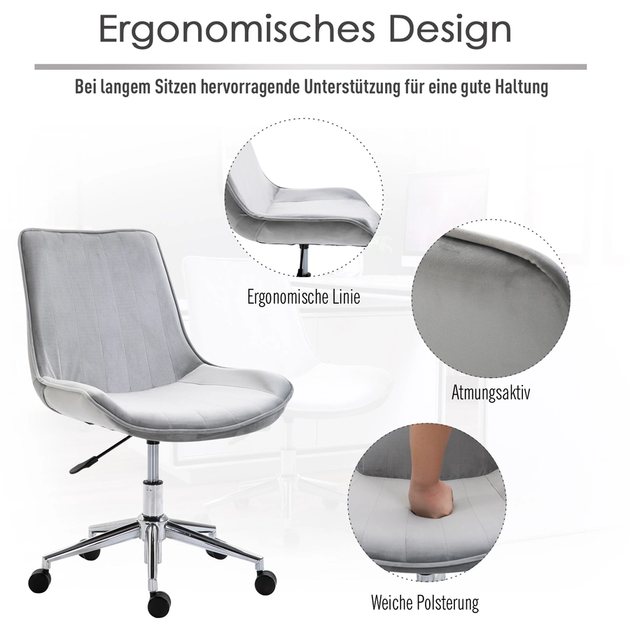 HOMCOM Drehstuhl im Retro-Stil grau