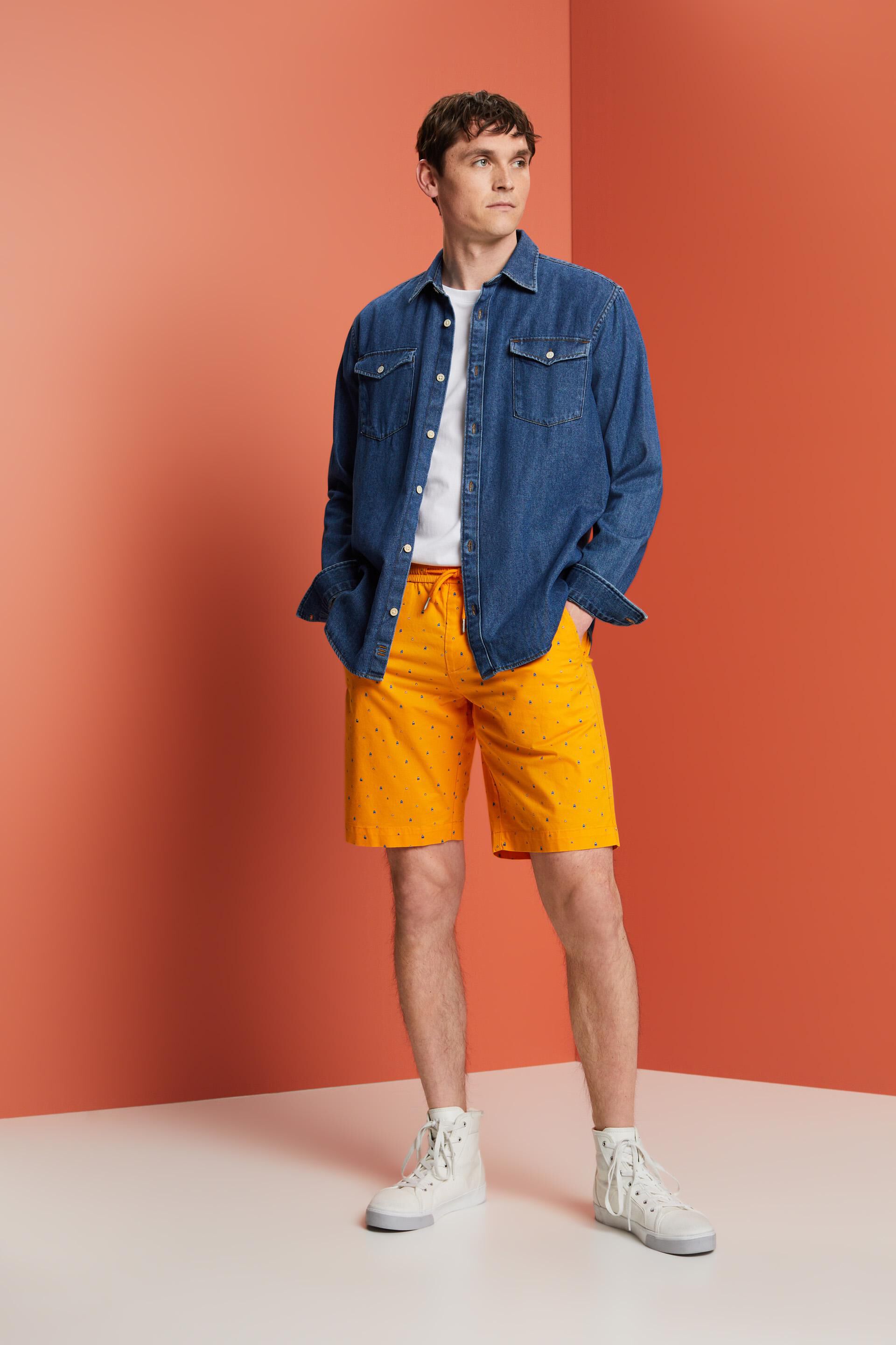 Short à enfiler à motif, coton stretch