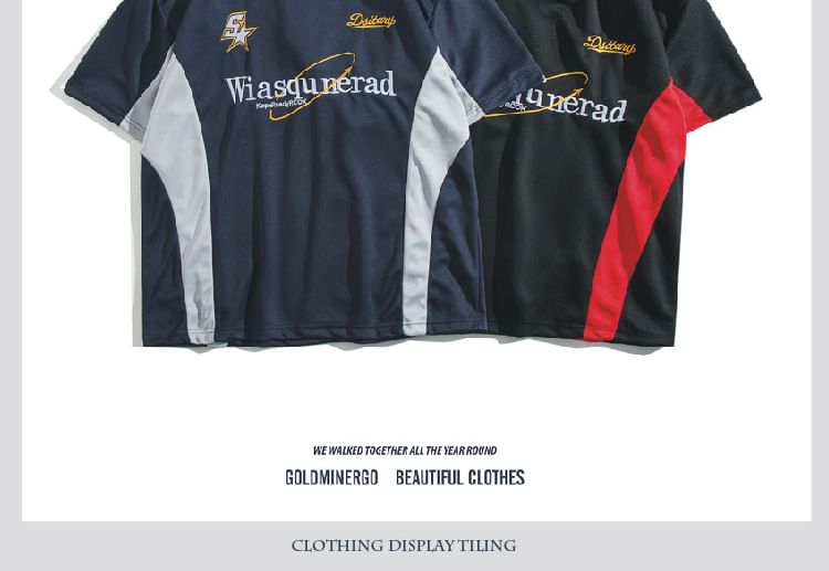 Yelmenor - T-shirt met korte mouwen, V-hals en letters