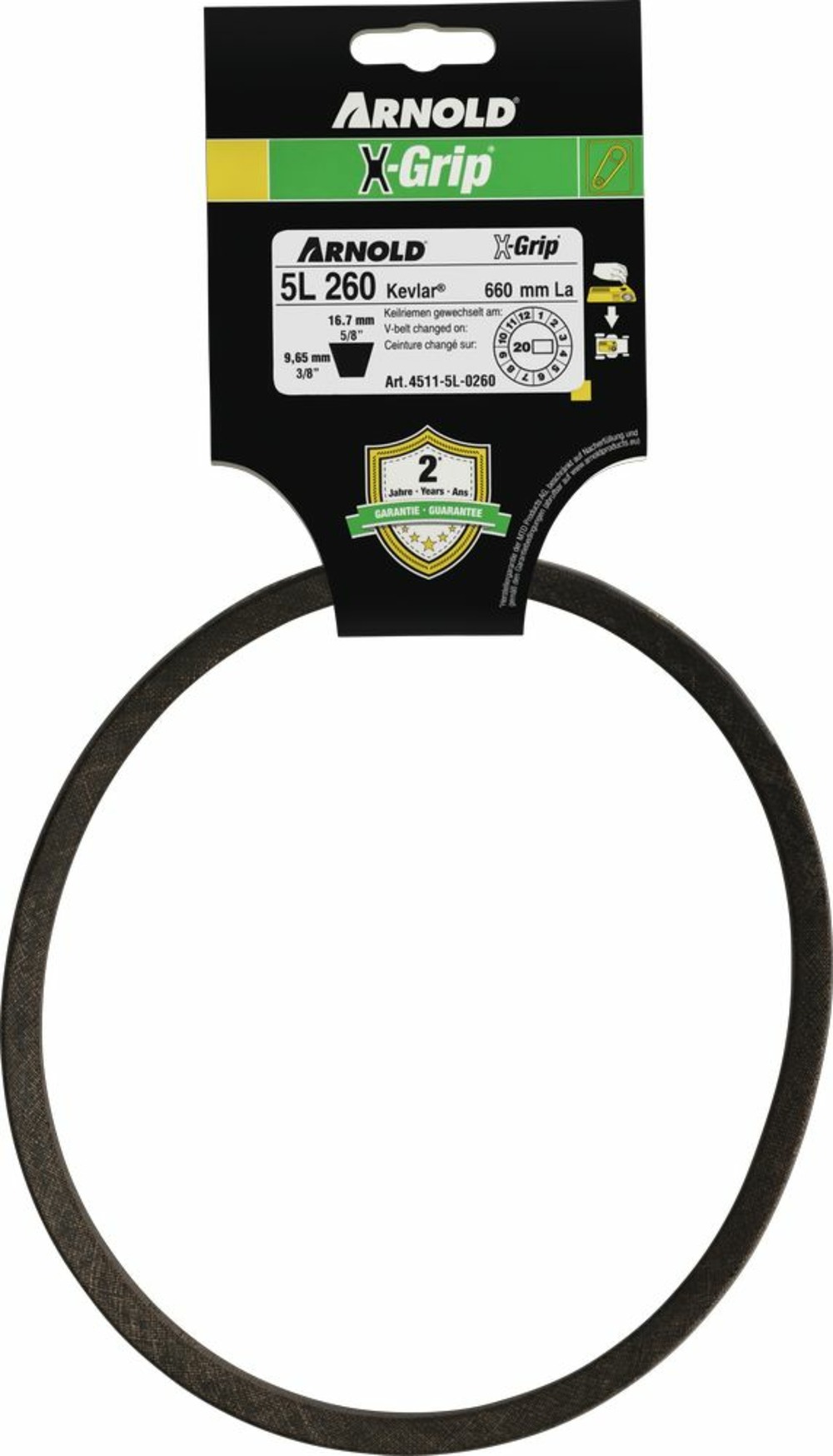Courroie trapézoïdale x-grip v de type 5l260