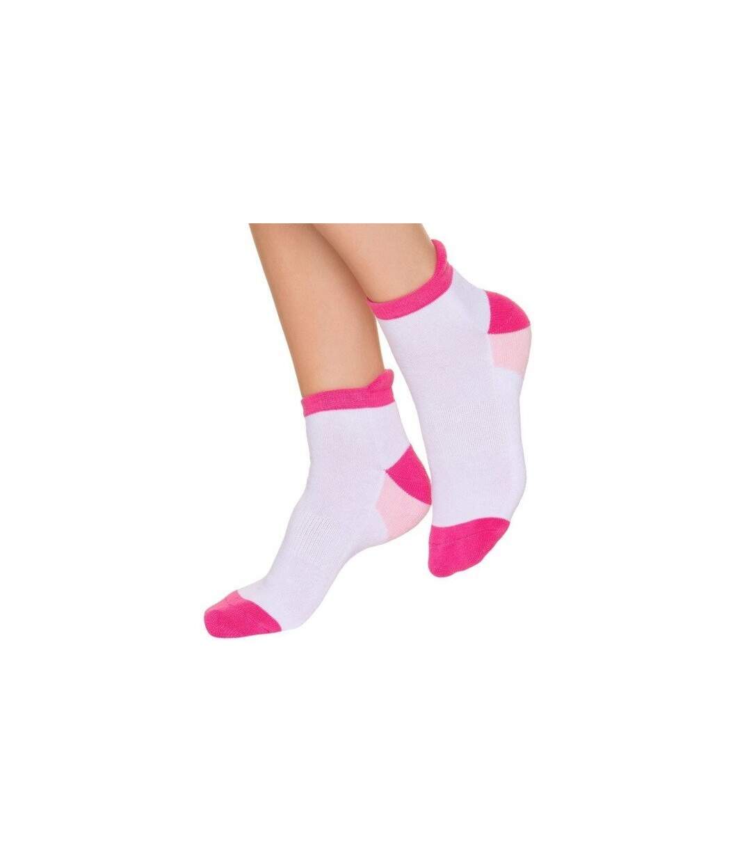 DIM Lot de 2 paires de Socquettes Femme Coton BASIQUE Blanc Rose