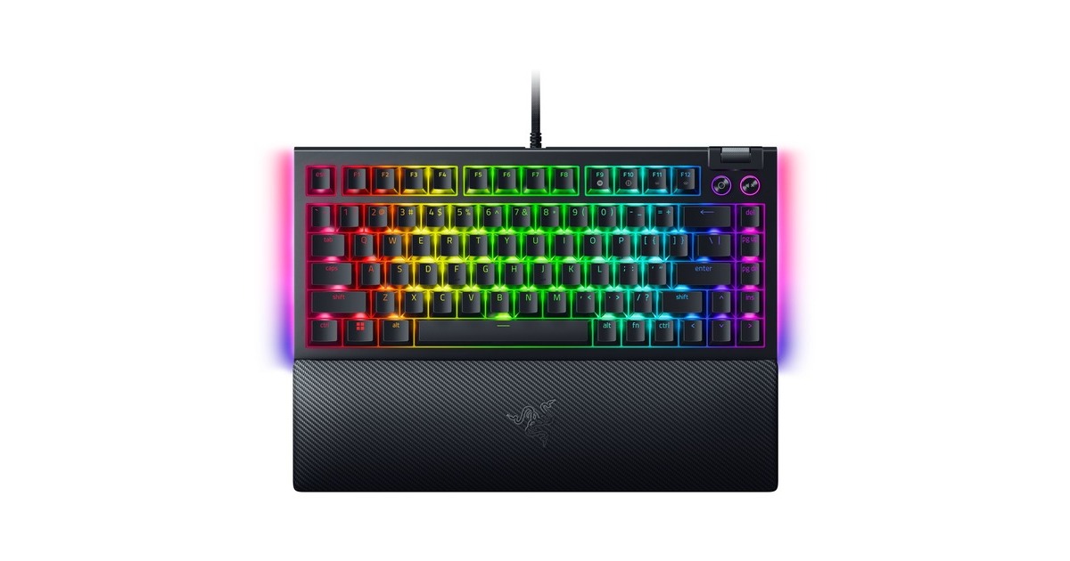 RazerBlackWidow V4 75%, gaming toetsenbord  (Zwart, US lay-out, Razer Orange, RGB leds, TKL, Doubleshot ABS, Hot-swappable)