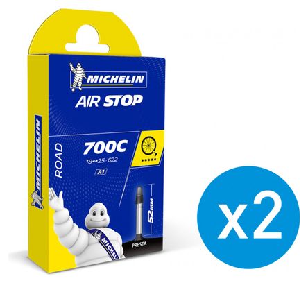 MICHELIN Pack de 2 Chambres à air BUTYL A1 700 x 18/25 Presta 52 mm