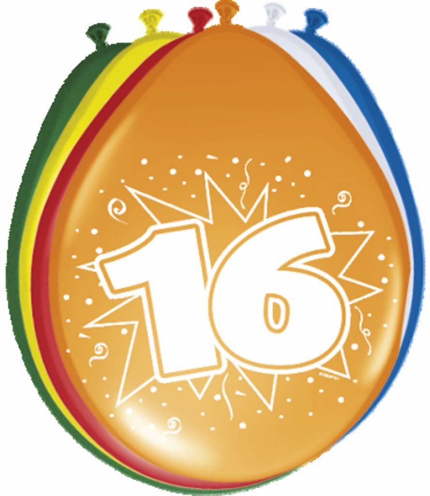 Ballonnen 16 Jaar 30cm 8st