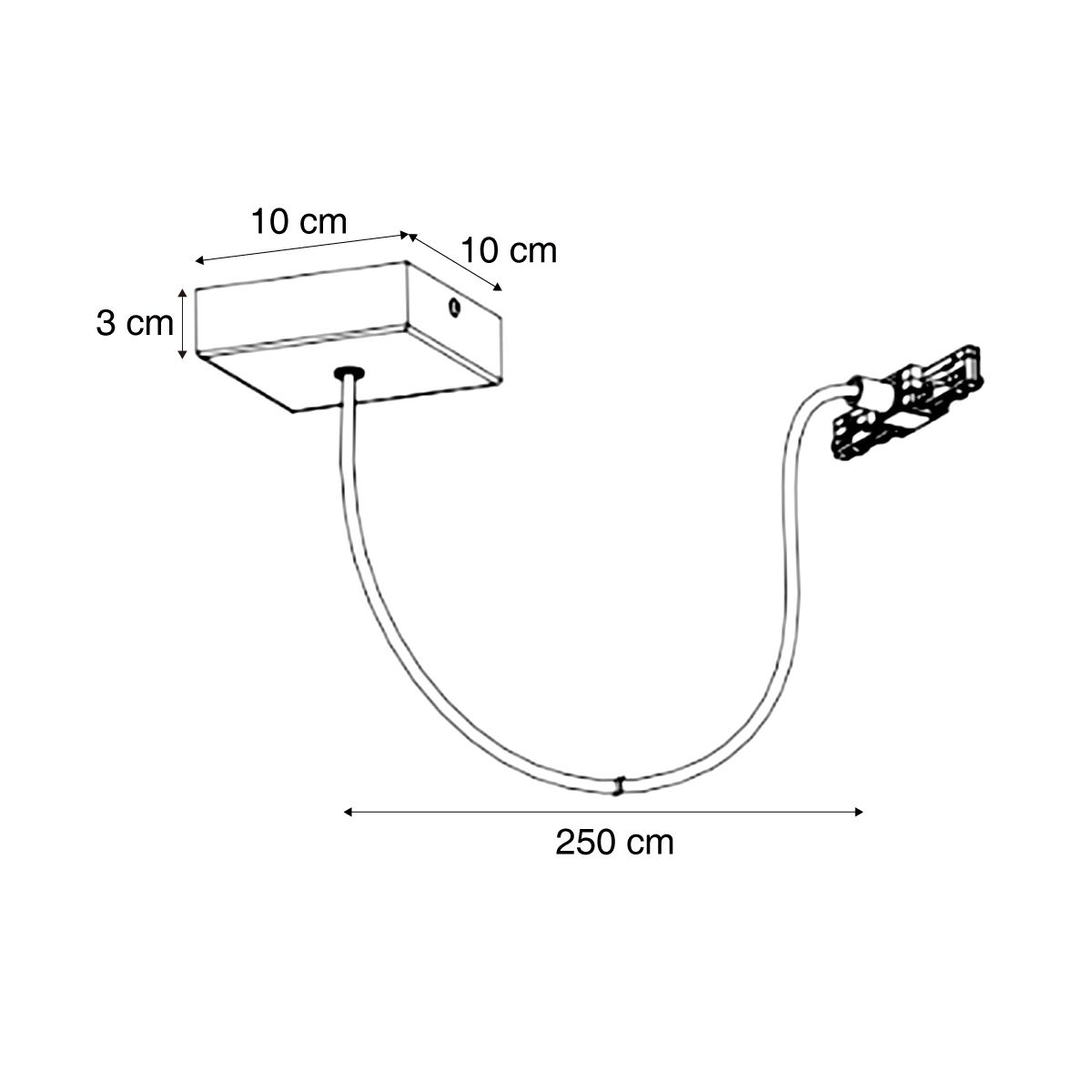 Voeding met vierkante bevestigingsplaat voor 1-fase rail wit - Slimline