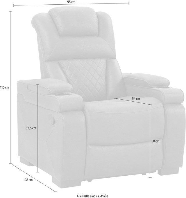 ATLANTIC home collection Relaxsessel »Faris« Relaxfunktion, Getränkehalter und Staufach in Armlehnen