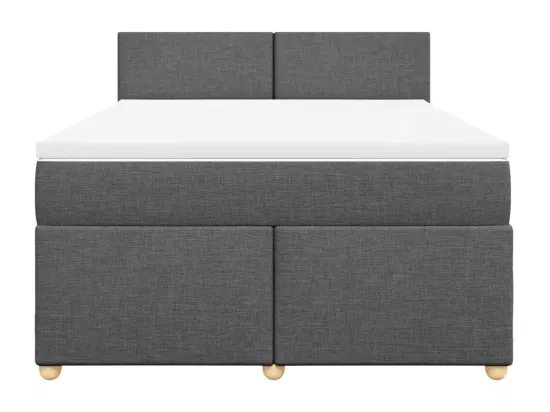 Sommier à lattes de lit avec matelas Gris foncé 160x200cm Tissu