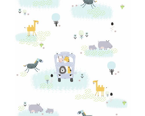 Vliesbehang 38114-1 Little Love Safari blauwgeel