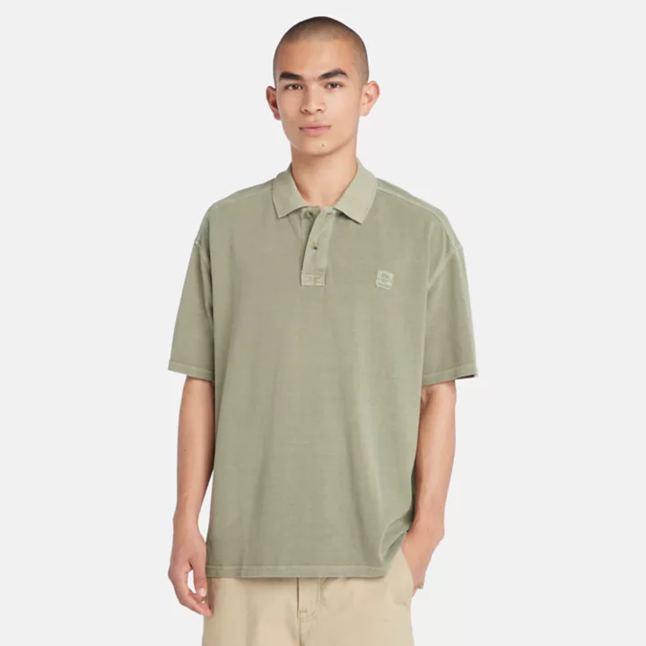 Polo court teint en plongée pour homme en vert