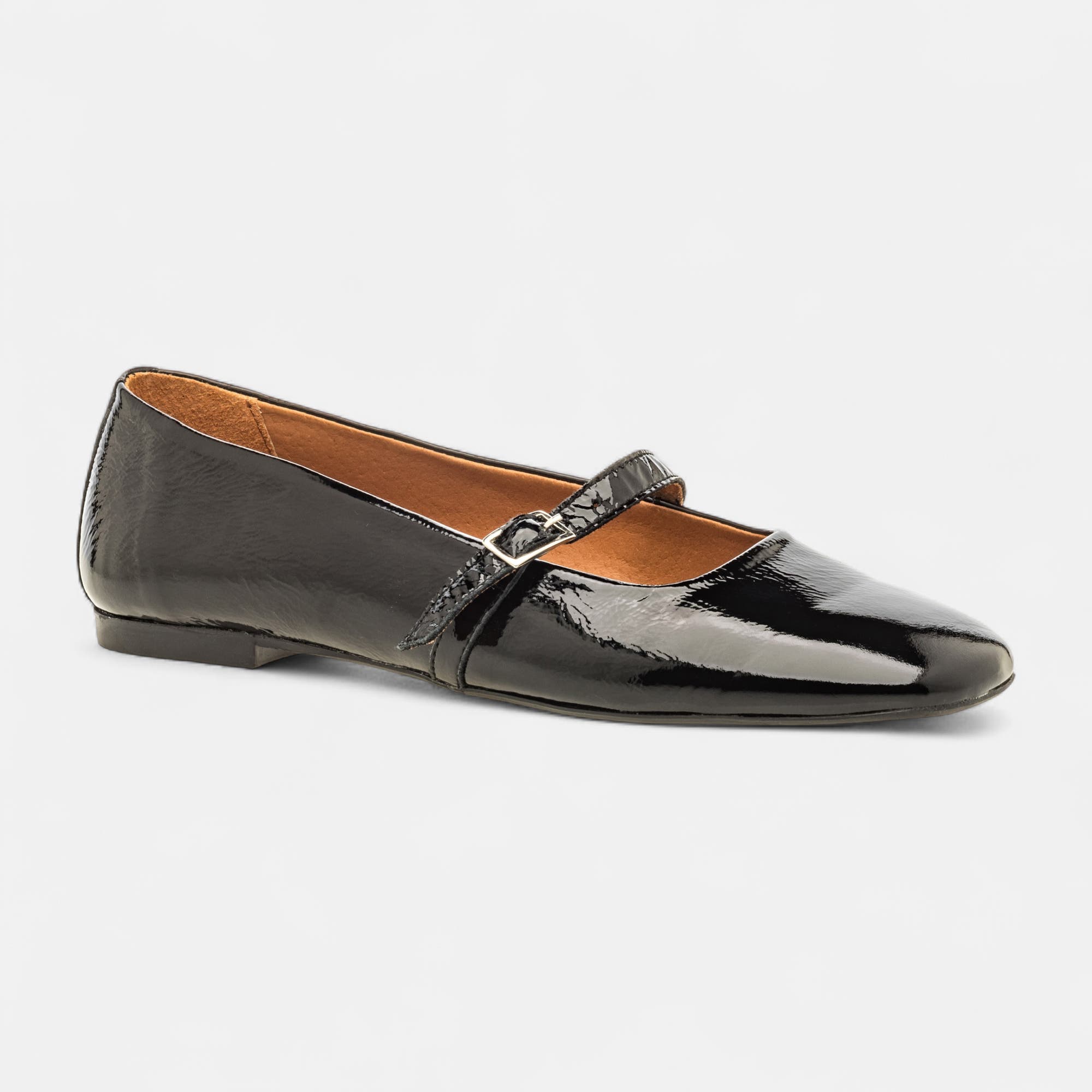 Ballerines Femme en cuir noir vernis
