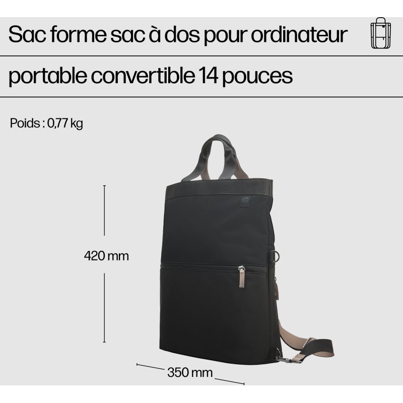HP Sac forme sac à dos pour ordinateur portable convertible 14 pouces