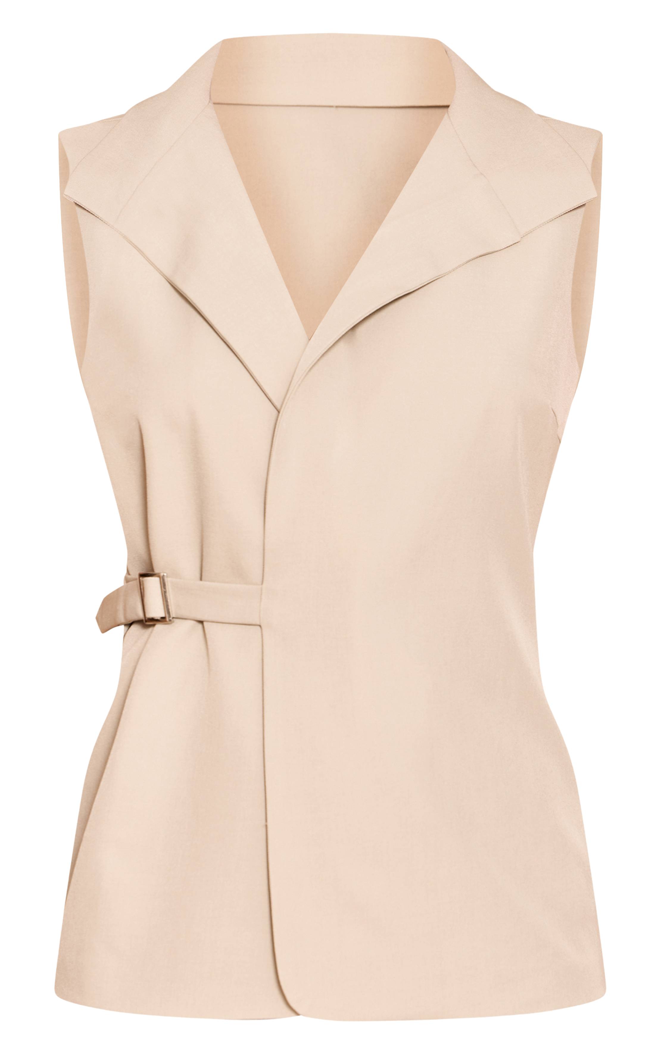 Gris Pierre Gilet Long Oversize À Détail Boucles