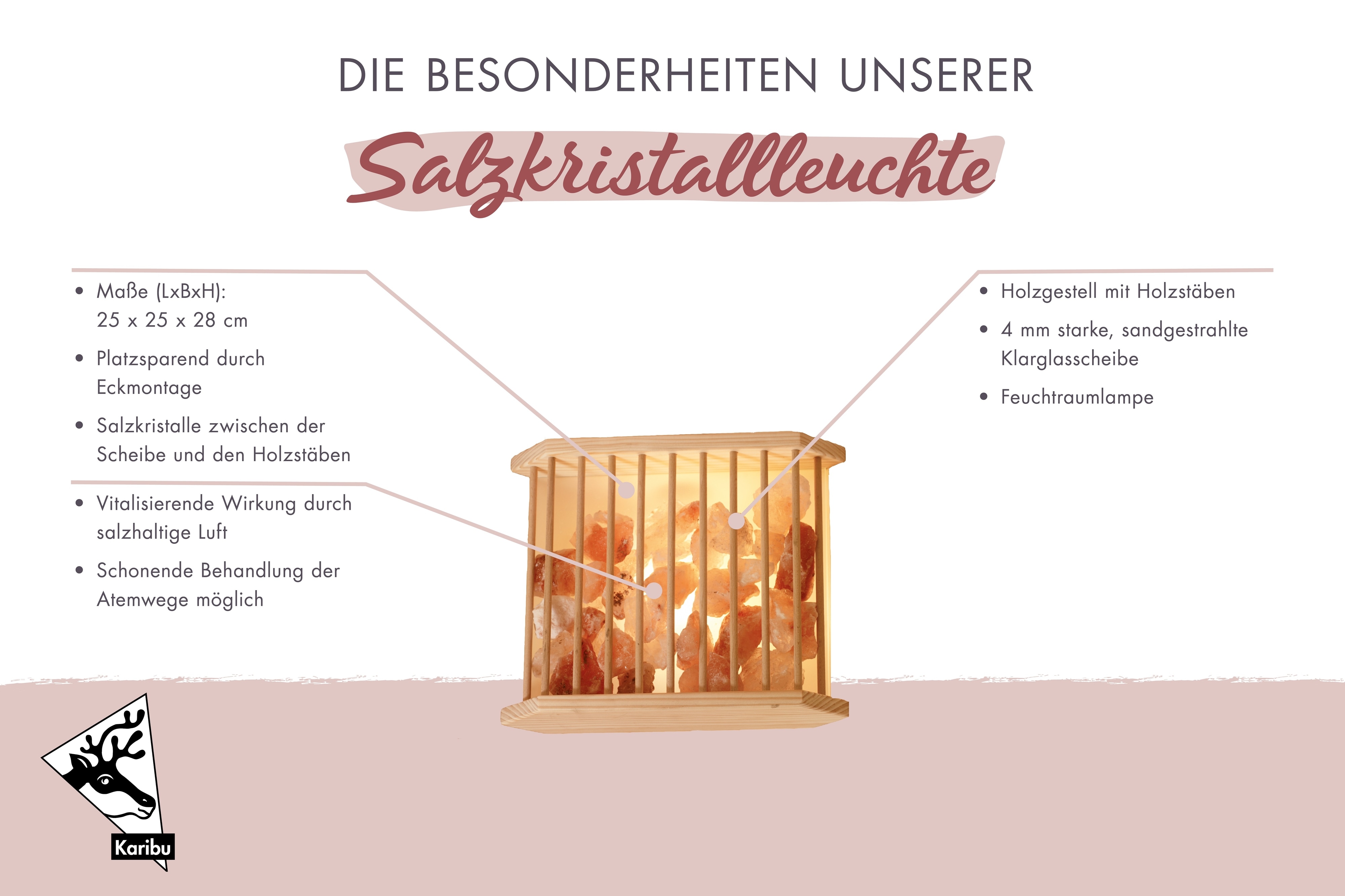 Karibu Salzkristallleuchte mit 4 kg Salzkristalle Saunaleuchte Saunalampeohne Leuchtmittel