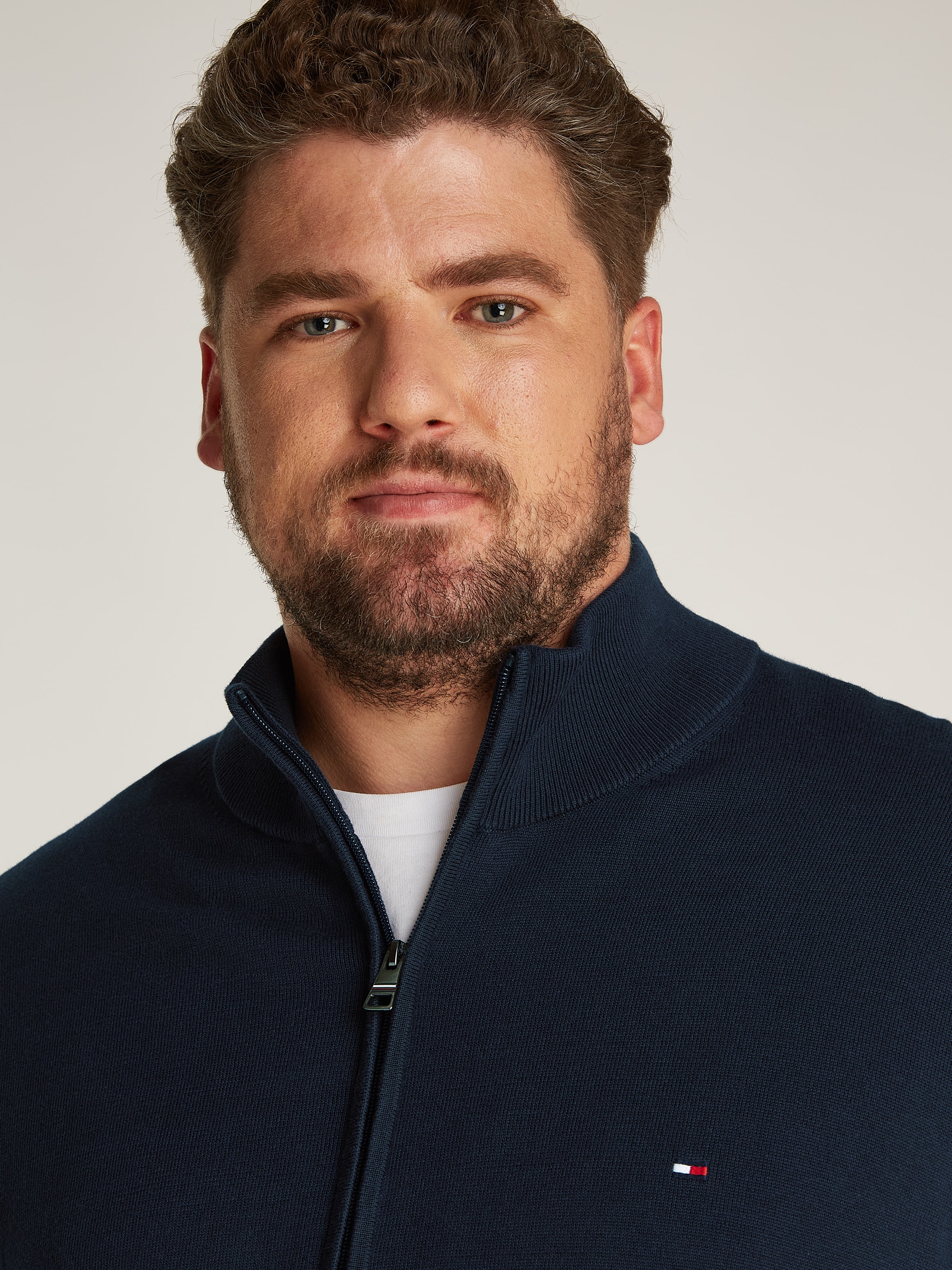 Tommy Hilfiger Big & Tall Strickjacke »BT-ESSENTIAL COTTON ZIP THRU-B«, Grossen Grössen