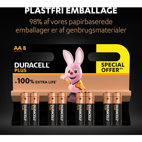 Duracell Plus AA batterier 8-pak