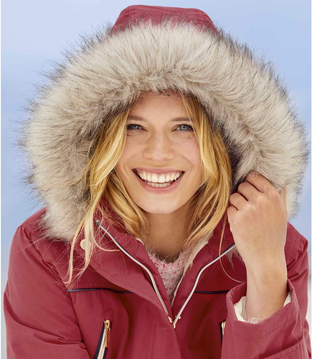 Parka Multipoche à Capuche Fausse Fourrure