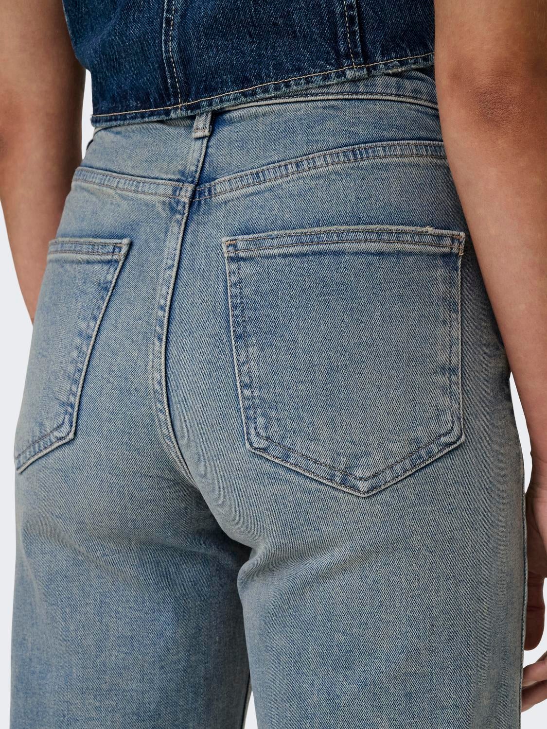 ONLJUICY Hohe Taille Weiter Beinschnitt Jeans Light Blue Denim